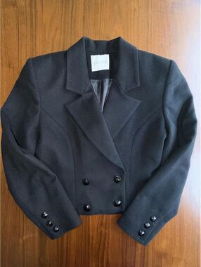 Doncaster Women's Black 100% Cashmere Double-Breasted Blazer Jacket - Size 4